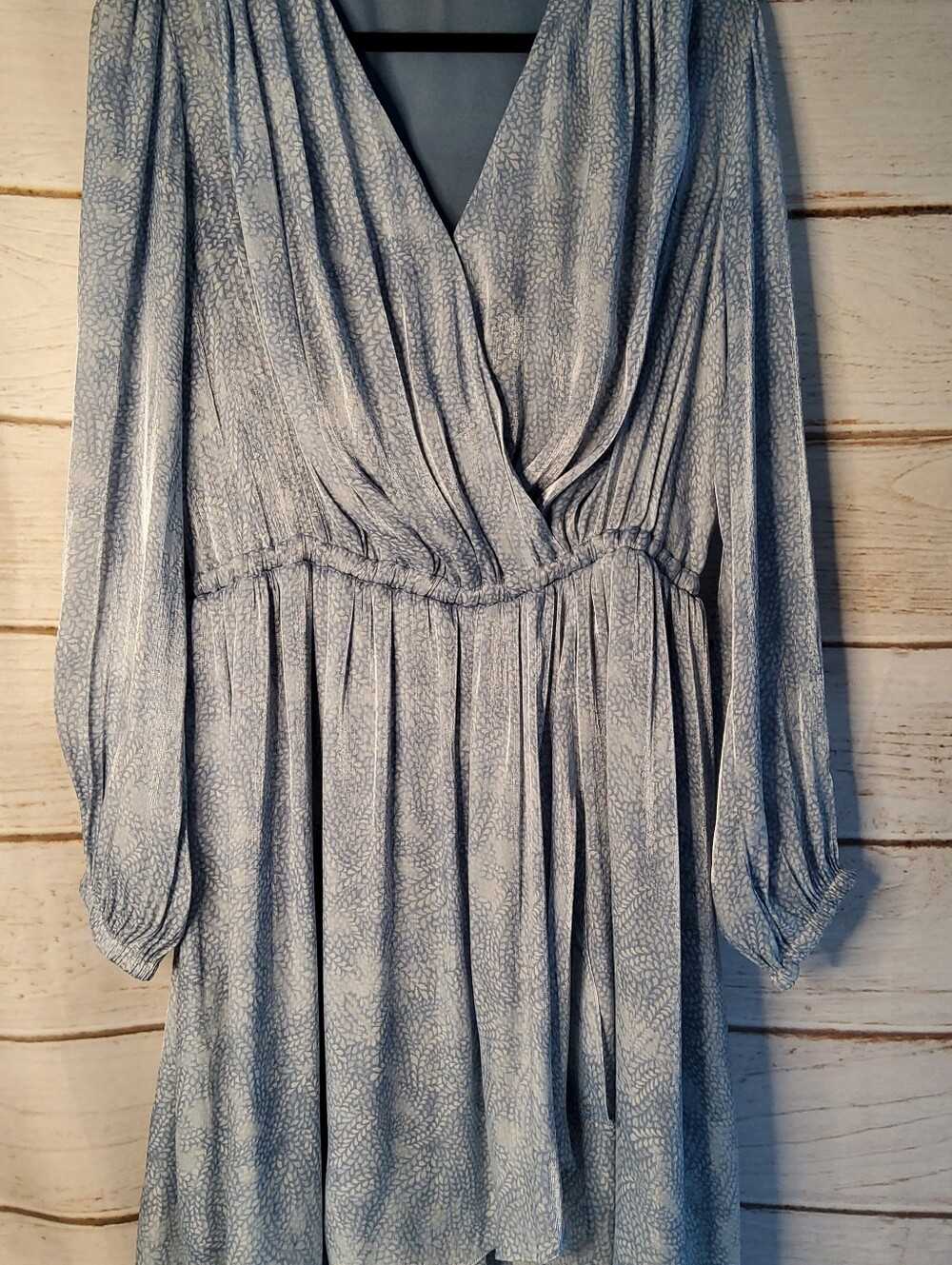 Michael Kors Light Blue Long-Sleeve Surplice Dress